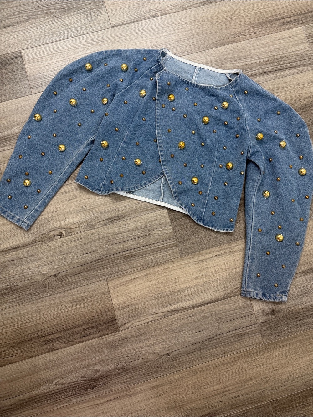 Blue Denim Jacket with Gold Studs
